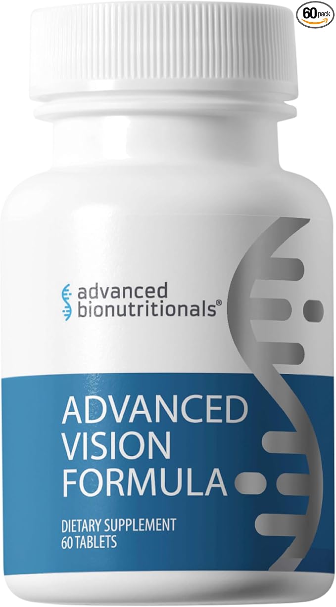 Advanced Bionutritionals – Advanced Vision Formula Supplement, Healthy Vision, Eye Function Support, Eye Vitamins, Lutein, Zeaxanthin, Vitamin A, C, Zinc, Gluten Free, Dairy Free, Vegan (60 Tablets)