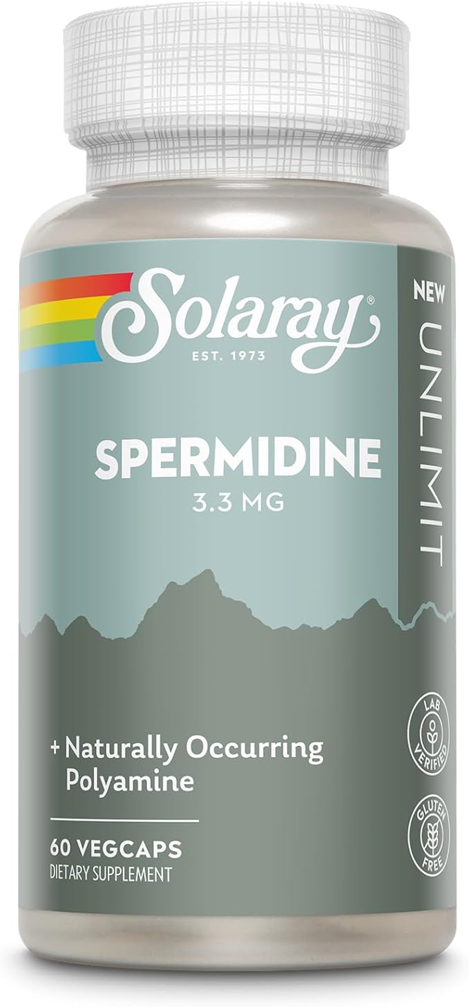 SOLARAY Spermidine 3.3 mg - Spermidine Supplements - Plays a Role in Autophagy and DNA Stabilization - Naturally Occurring Polyamine - Vegan, Gluten Free - 60 Servings, 60 VegCaps