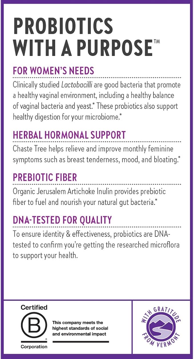 New Chapter Probiotics for Women - 60 ct (2 Month Supply), Women's Daily Probiotic with Prebiotics and Probiotics for Vaginal Health & Chaste Tree for Hormonal Support, 100% Vegetarian, Non-GMO