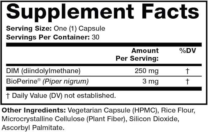 Olympian Labs Performance DIM Supplement 250mg - DIM Diindolylmethane 30 Capsules (30 Day Supply)