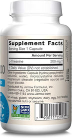 Jarrow Formulas Extra Strength L Theanine 200mg Dietary Supplement that Promotes Relaxation, Supplement for Relaxation Support, 60 Veggie Capsules, 60 Day Supply (Pack of 2)