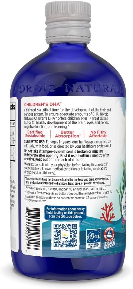 Nordic Naturals Children’s DHA, Strawberry - 16 oz for Kids - 530 mg Omega-3 with EPA & DHA - Brain Development & Function - Non-GMO - 192 Servings (Pack of 2)