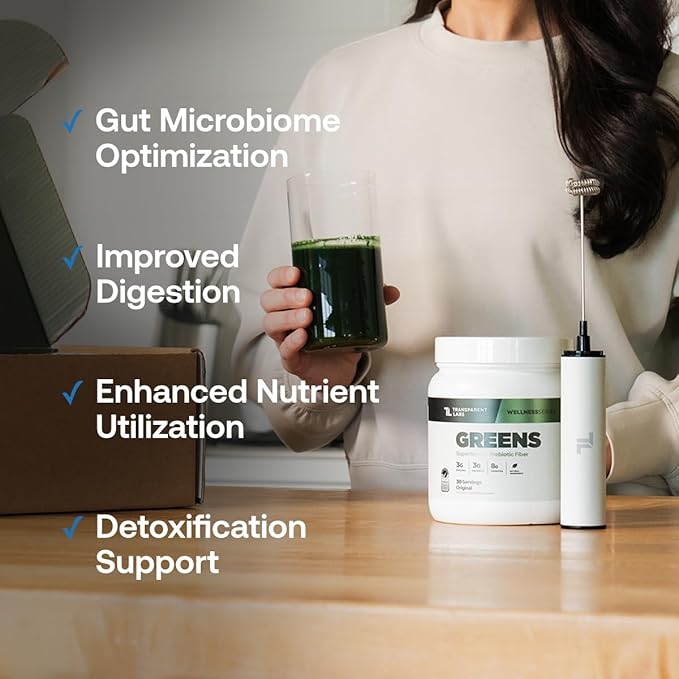 Transparent Labs Prebiotic Greens - Superfood Powder & Antioxidants Supplement with Organic Spirulina, Chloerra, Acacia, & Green Banana Powder - 30 Servings, Unflavored