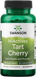 Swanson HiActives Tart Cherry - Natural Supplement Supporting Joint Health, Mobility & Flexibility - Helps Strengthen Collagen Structures & Connective Tissue - (60 Capsules, 465mg Each)