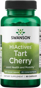 Swanson HiActives Tart Cherry - Natural Supplement Supporting Joint Health, Mobility & Flexibility - Helps Strengthen Collagen Structures & Connective Tissue - (60 Capsules, 465mg Each)