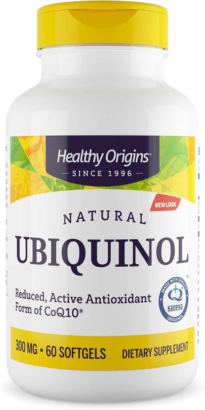 Healthy Origins Ubiquinol (Active Form of CoQ10), 300 mg - Kaneka Ubiquinol Supplements for Heart Health & Antioxidant Support - Gluten-Free & Non-GMO Supplement - 60 Softgels