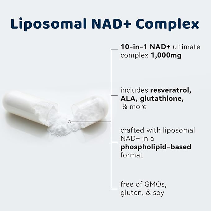 NMN Supplement 1000 mg - Used to delay Aging, Helps with Cell Regeneration, and Increases NAD+ Levels to Enhance Energy Metabolism. NAD Supplement 60 Capsules (30 portions)