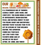 Cherie Sweet Heart Turmeric & Mushroom 4-in-1 | All-Natural, Plant-Based Powdered Drink Mix | Immunity & Wellbeing | Organic, Non-GMO, Vegan, Gluten-Free | No Sugar Added | 8 oz Jar