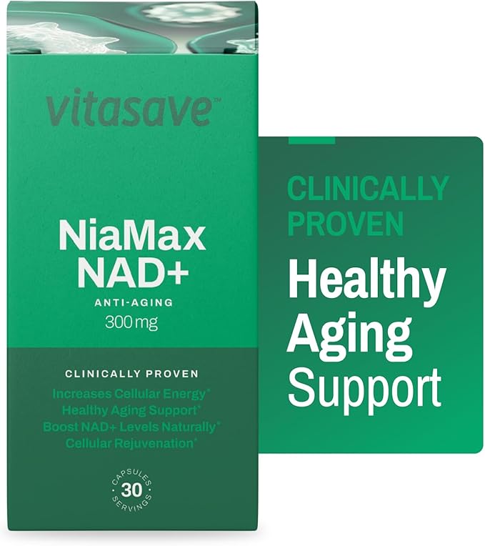 Vitasave NiaMax NAD+ Supplement – 300mg Niacinamide Riboside per Capsule – High-Potency NAD+ Precursor for Energy, Healthy Aging & Metabolic Function – Vegan, Non-GMO, Gluten-Free (30 Capsules)