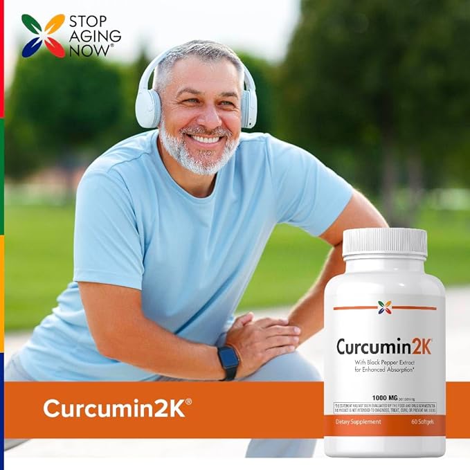 Stop Aging Now - Curcumin2K - Curcumin Supplement - with Black Pepper - 60 Softgels