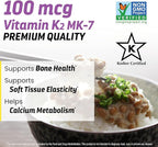 Natural Vitamin K2 MK4 & MK7 | 600 Mcg High Potency Dual Action for Bone Strength & Heart Health - Made in USA Backed by 30+ Years - Kosher & cGMP Certified, Non-GMO - 3 Month Supply
