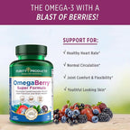 Purity Products OmegaBerry Fish Oil w/Vitamin D3 + Organic Acai Super Formula - 1875 mg of Concentrated, Molecularly Distilled, Ultra Pure Omega-3s 1080 mg EPA + 720mg DHA + 120 mg DPA - 90 Count