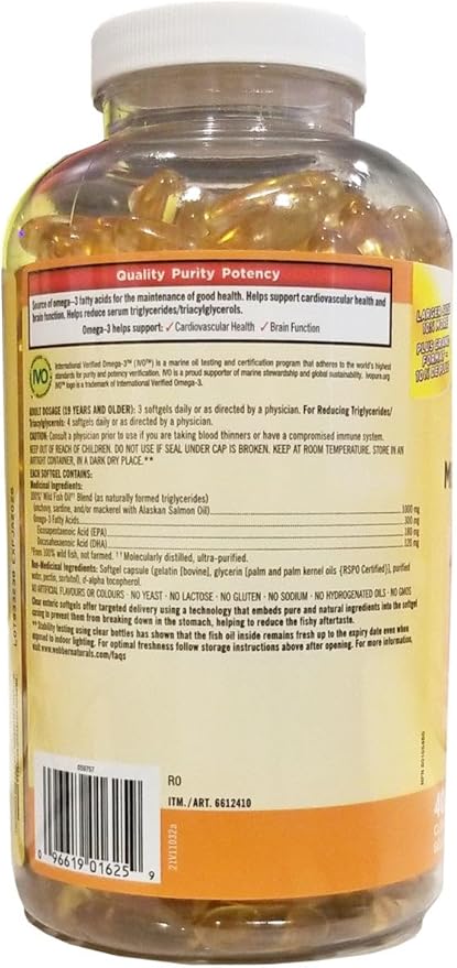 Costco Companies Inc. Kirkland Signature 100% Wild Fish Oil Blend with Alaskan Salmon Oil, 1000mg, 400 Softgels