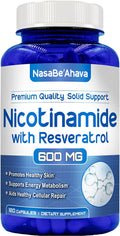 Resveratrol with Vitamin B3 Nicotinamide 500mg | NAD+ Precursor and Longevity Complex with Nicotinamide Form of Vitamin B3 Niacin Flush Free for Aging Skin Energy & Cellular Support (120 Day Supply)