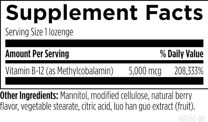 Designs for Health Vitamin B12 Lozenges - B12 Vitamins 5000 mcg Methylcobalamin - Vitamin B12 Supplements - Vegan + Non GMO, Natural Berry Flavor (60 Quick Dissolve Lozenges)