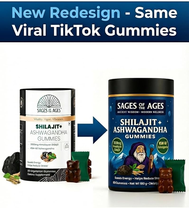 Pure Himalayan Shilajit Gummies 3000 mg with KSM-66 Ashwagandha, Ginseng & Mucuna Pruriens 78% Fulvic Acid & 85 Trace Minerals Energy, Stamina & Wellness Support 60 Gummies