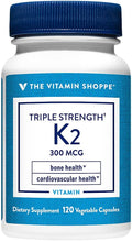 The Vitamin Shoppe Vitamin K2 MK-7 300mcg Triple Strength - Bone & Heart Health | Menaquinone-7 | 120 Vegetable Capsules | High Potency