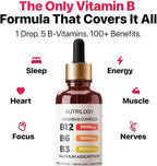 Vitamin B Complex for Men & Women - Riboflavin B2, B3, B5, B6, B12 | B-Complex Supplement - Nerve Pain, Energy, Brain & Heart Support - Made in USA, 60 Servings