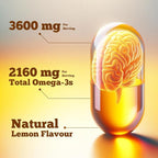 Vitamatic Triple Strength Omega 3 Fish Oil 3600mg Per Serving, 2160mg Omega 3 Fatty Acids, 1296mg EPA + 864mg DHA, Burpless Lemon Flavor, 180 Softgels (Pack of 2)