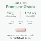 L-Methylfolate 15mg | 5-MTHF (Active B9) with Methyl B12, D3, NAC & Taurine | Premium Methylated Folate Supplement for Daily Use | Mood, Energy & Cognitive Support | 60 Capsules