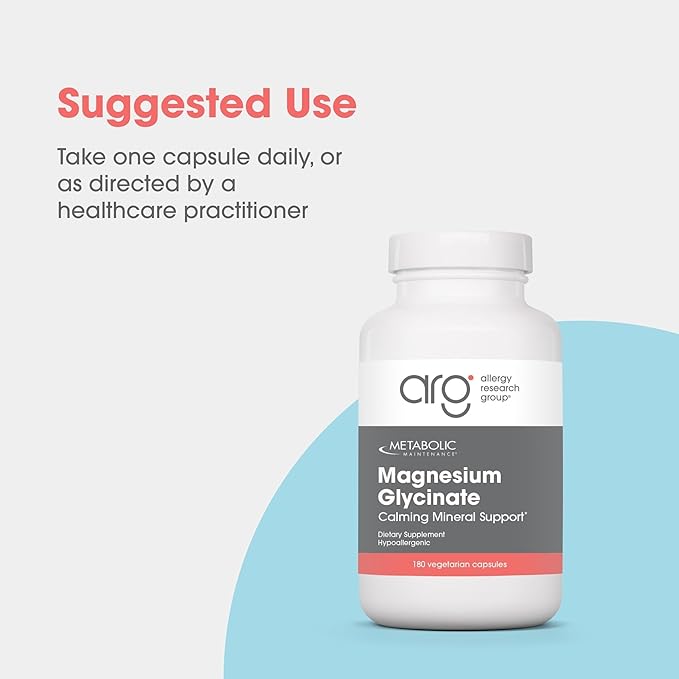 Metabolic Maintenance Magnesium Glycinate - Pure Magnesium Glycinate Powder Capsules with Vitamin C, Chelated Mag for Sleep Health and Calm, 125 mg Mag Bisglycinate - 180 Capsules
