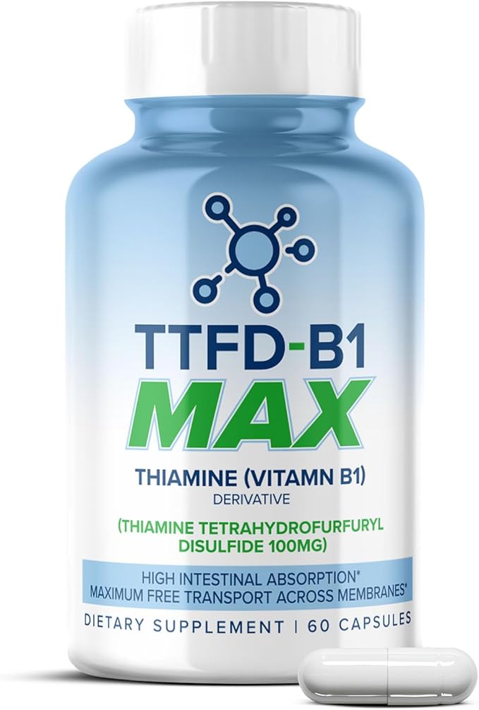 MaxLife Naturals TTFD Thiamine B1 Supplement – 60 Capsules, High Potency Vitamin B1 Thiamine Supplement for Focus, Supports Optimal Nerve Function, TTFD-B1 Max Formula with Magnesium, Made in USA