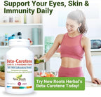 NEW ROOTS HERBAL Beta-Carotene 25,000 IU Supplements | Vitamin A (90 Softgels) | Full Spectrum of Carotenoids | Naturally Sourced from Non-GMO Red Palm Fruit + Organic Flax Seed Oil