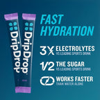DripDrop Hydration Packets - Juicy Variety Pack - Single Serve Electrolytes Powder Drink Mix - Grape, Fruit Punch, Strawberry Lemonade, Cherry - Non-GMO, Gluten Free, Vegan - 32 Sticks