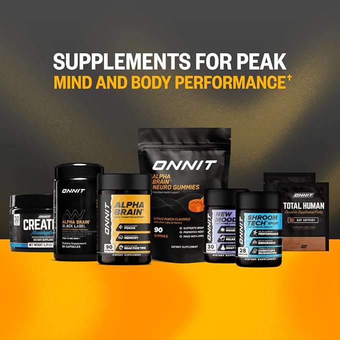 ONNIT Alpha Brain Nootropic Brain Supplement for Focus, Memory, Mental Clarity, Cognitive Support with L-Theanine and Vitamin B6, 60 Count Capsules
