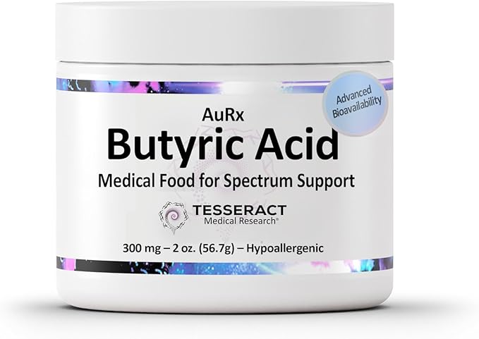 AuRx Autism Spectrum Medical Food Powder to Support Gut Health, Stabilized Butyric Acid Supplement in a Palatable-Tasting Powder for ASD Children, Hypoallergenic, 2 Ounces