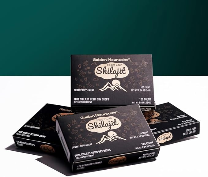 Siberian Green Premium Pure Shilajit Dry Drops Altai Golden Mountains - 120 Count (200 mg) Authentic Safety & Quality Certificate - US Lab Tested Fulvic Acid