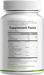 Triple Omega 3-6-9 Fish Oil Supplements 3,600mg – 240 Softgels with Flaxseed Oil & Borage Oils Complex – High EPA + DHA – Burpless Pills, Lemon Flavored, Wild Caught – Heart, Joint, & Brain Support