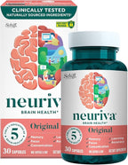NEURIVA Original Brain Supplement for Memory, Focus & Concentration + Learning & Accuracy with Clinically Tested Nootropics Phosphatidylserine and Neurofactor, Caffeine Free, 30ct Capsules (3 Pack)