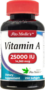 FITO MEDIC'S Lab - Vitamin a 25000 iu softgels - 250 Softgels- Ultra high Absorption, Healthy Skin & Eyes, Antioxidant Activity & Immune System Function.