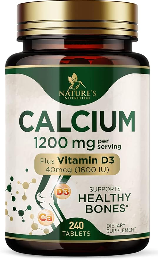 Calcium 1200 mg with Vitamin D3 Per Serving - Bone Health Supplement, Vitamin D & Calcium Supplements for Women & Men - Bone, Teeth & Immune Support, Nature's Calcium Pills, USA Bottled - 240 Tablets
