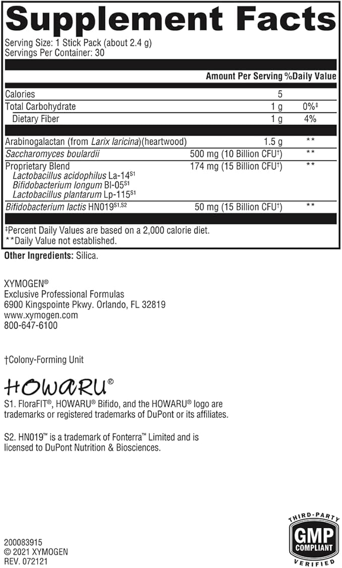 XYMOGEN ProbioMax Plus 40B - 40 Billion CFU Probiotic Powder for Digestive Health Support* - Saccharomyces boulardii - Vegetarian, Non-GMO & Gluten-Free - 30 Stick Packs