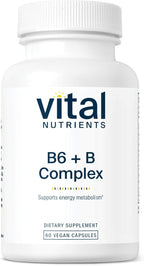 Vital Nutrients Vitamin B6 + B Complex - Vegan Methylated B Vitamins for Energy, Metabolism, Heart Health* - High-Potency Vitamin B6 for Menstrual Discomfort * - Gluten, Dairy, Soy Free - 60 Capsules