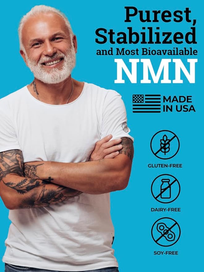 Black Forest NMN Supplements 1000mg (Nicotinamide Mononucleotide) 99% Pure, Stabilized Form, BioPerine® for Enhanced Bioavailability (60 Capsules) (NMN 1000mg per Serving) NAD Supplement for NAD