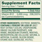Spring Valley Vitamin B12 Fast Dissolve Tablets, 5000 mcg, Mixed Berry Flavor, Supports Metabolism, 45 Count