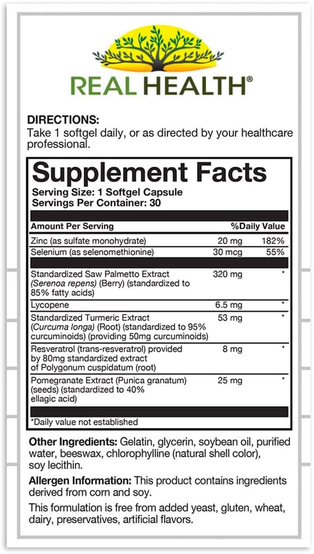 Real Health Prostate Complete - Prostate Supplements for Men, Prostate Health, Prostate Relief, Saw Palmetto for Men, One-per-Day Prostate Formula - 30 Count
