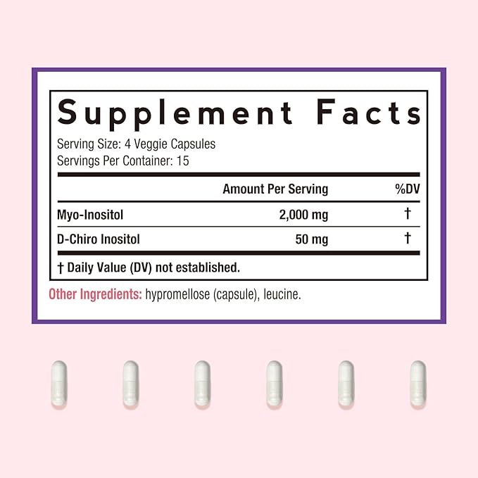 Doctor's Recipes Inositol Supplement for Women, Myo-Inositol & D-Chiro Inositol Capsules 2050mg per Serving, Ideal 40:1 Blend, 60 Vegan Caps