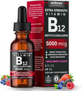 B12 Vitamins 5000 mcg - Sublingual B12 Methylcobalamin Drops - Vitamin B 12 for Women and Men - Mood & Energy Booster Methylated B 12 for Metabolism & Health Support