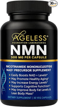 NMN Supplement 500mg Nicotinamide Mononucleotide | Supports NAD+ Levels, Energy, Cognitive Function, Muscle Health & Healthy Body Composition – Capsules (30)
