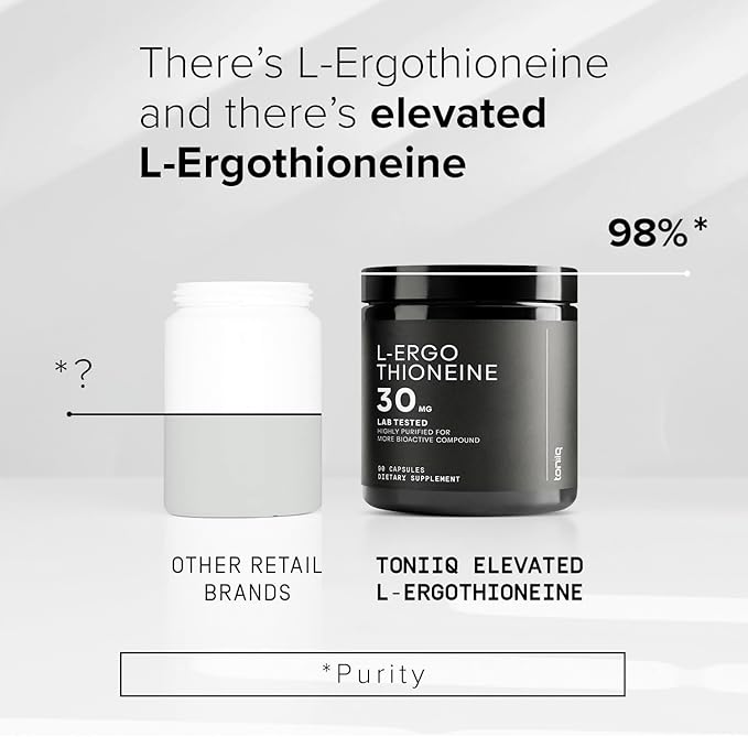 Ergothioneine with Clinically Studied MitoPrime® - High Potency 30mg with 98% Purity - Fermentation-Based L Ergothioneine Supplement - Longevity and Immune Support - Third-Party Tested, 90 Capsules