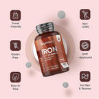 WeightWorld Iron Supplement 65mg - with Vitamin C 125mg - 180 Tablets (6 Months Supply) - Gentle Carbonyl Iron Supplement for Women & Men - Energy Booster & Blood Heath - Vegan, Non-GMO & Gluten-Free
