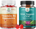 Bundle of Potent Vitamin B6 Gummies for Adults - Vitamin B Complex Supplements for Nervous System and Liver Support NAC Supplement with Milk Thistle for Liver Cleanse Detox & Repair N Acetyl Cysteine