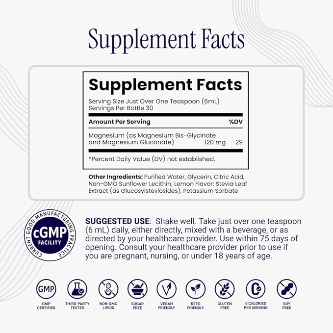 Rho Nutrition Liposomal Magnesium - High Absorption Liquid Magnesium Bisglycinate Vitamin Supplement - Supports Muscle Recovery, Relaxation, Memory & Cognitive Function for Men & Women