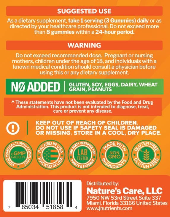 Vitamin C Gummies 1000mg – Chewable Multivitamin for Adults & Kids with Zinc for Immune & Collagen Support – Maximum Strength, Natural Orange Flavor – Gluten Free, Non-GMO, Vegetarian – 60 Gummies