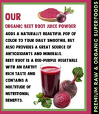 Cherie Sweet Heart USDA Organic Beet Root Juice Powder, Natural Nitrates for Energy, Flavor for Beverage and Smoothie, Water Soluble, No GMO, Vegan Friendly, 283g (10 Ounces)