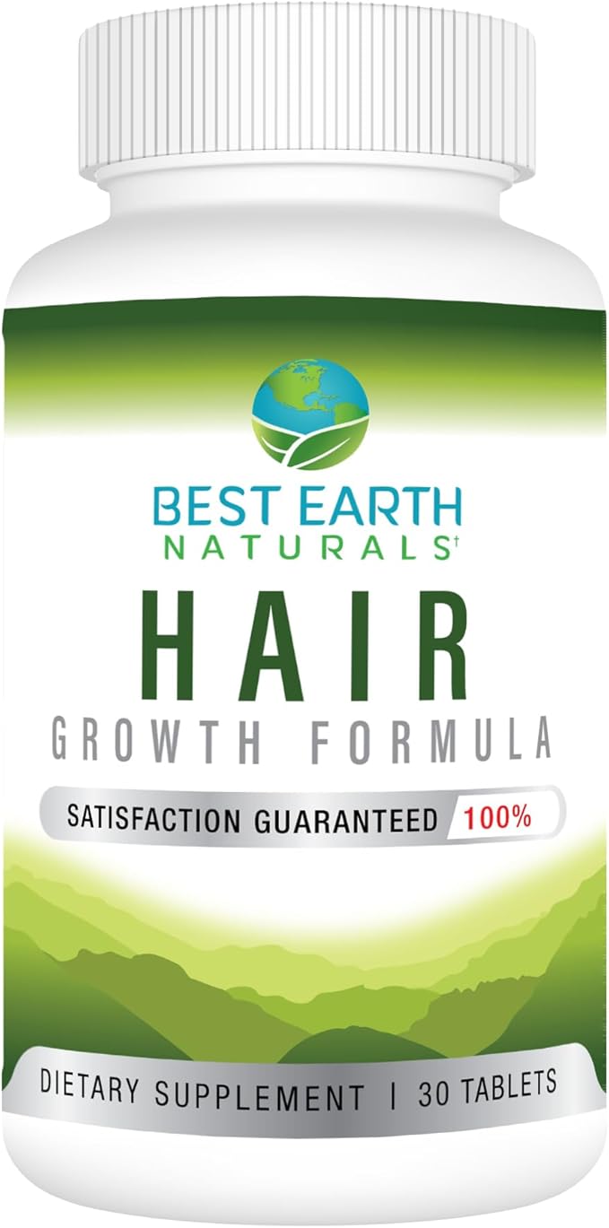 Best Earth Naturals Hair Vitamin Formula to Help Support Thick Full Strong Healthy Hair - for Men & Women - 30 Count